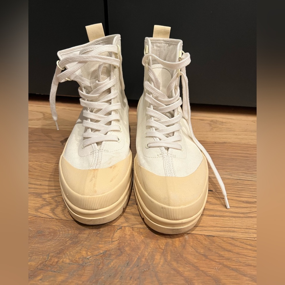 Everlane Women's Canvas Utility Boots - Cream and Tan